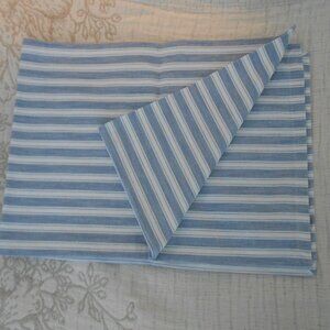 At Home Table Runner Cotton Striped Blue/ white, 72" X 13", NWOT